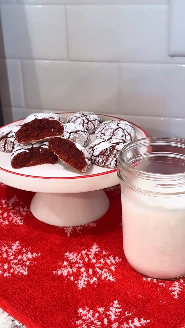 Red Velvet Cookies and milk